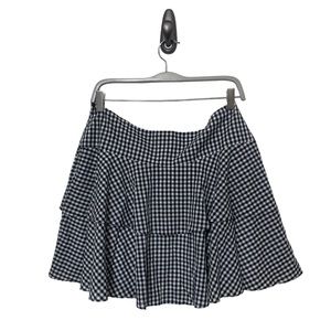 Revolve Black and White Gingham Tiered Mini Skirt